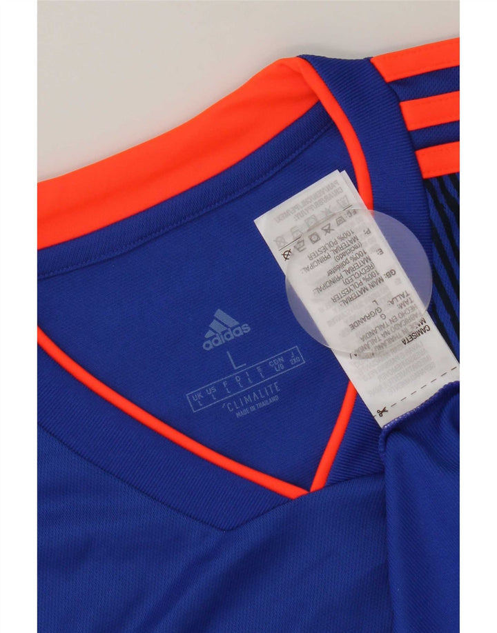 Adidas Męska koszulka z grafiką Climalite Top, duża, niebieska, geometryczna, poliester