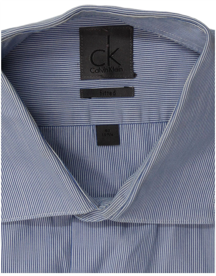 Męska dopasowana koszula Calvin Klein rozmiar 40 15 3/4 w średnie niebieskie prążki