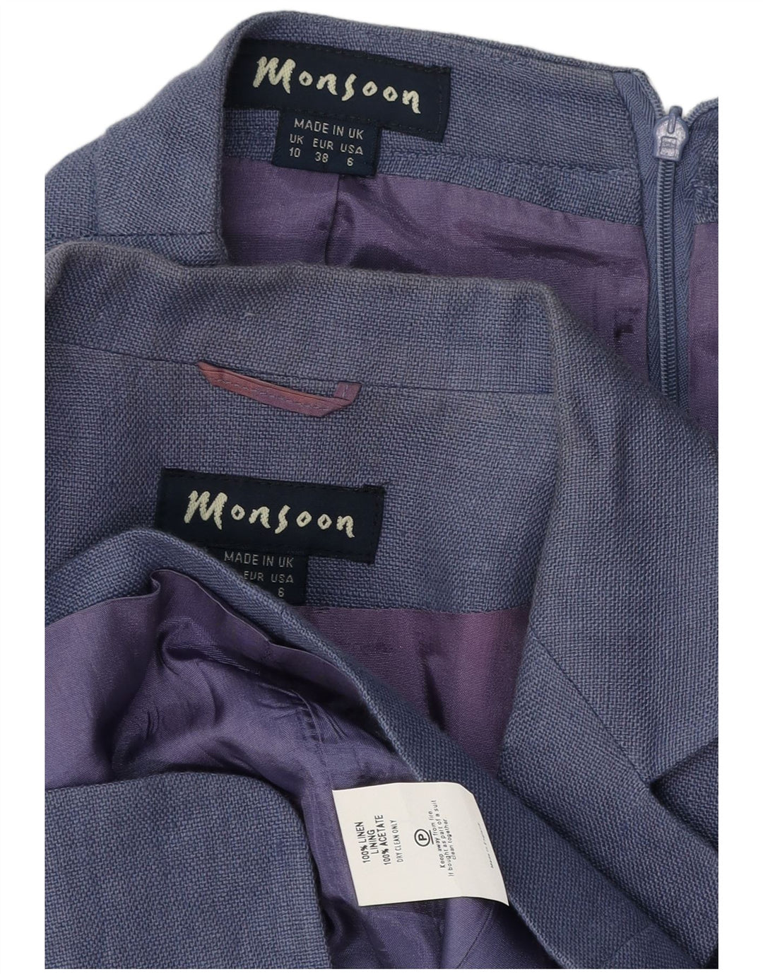 Monsoon Damski zestaw spódnic zapinanych na 3 guziki i 2 części UK 10 Small W26 Blue Linen