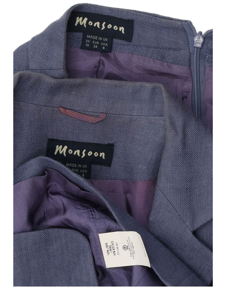 Monsoon Damski zestaw spódnic zapinanych na 3 guziki i 2 części UK 10 Small W26 Blue Linen