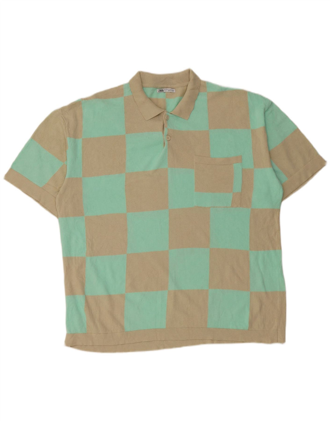 Męska koszulka polo Zara, duża, beżowa, geometryczna