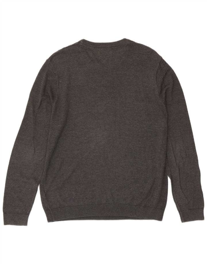 Marks & Spencer Męski sweter z okrągłym dekoltem, duży, szary, akrylowy