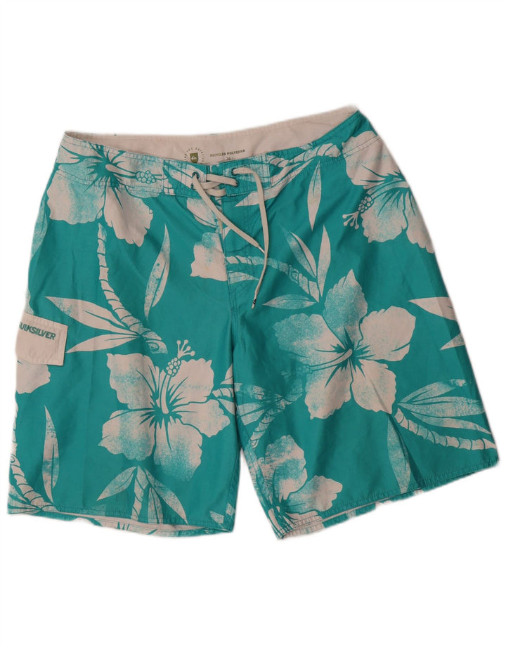 Męskie spodenki kąpielowe Quiksilver, duże, niebieskie w kwiaty