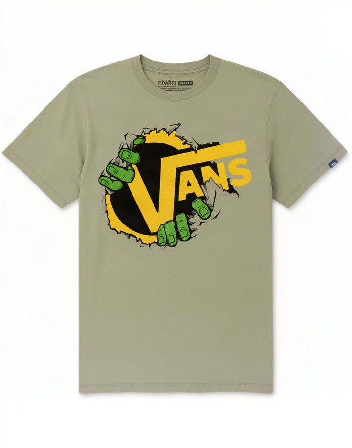 Męski T-shirt z grafiką Vans, mały, szary, bawełniany