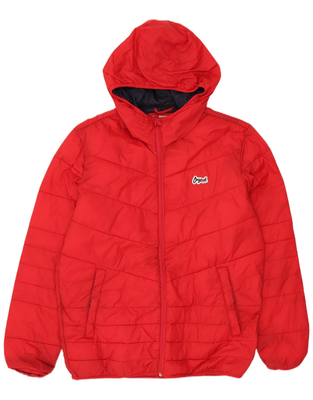 Męska ocieplana kurtka z kapturem JACK & JONES UK 40, duża czerwona