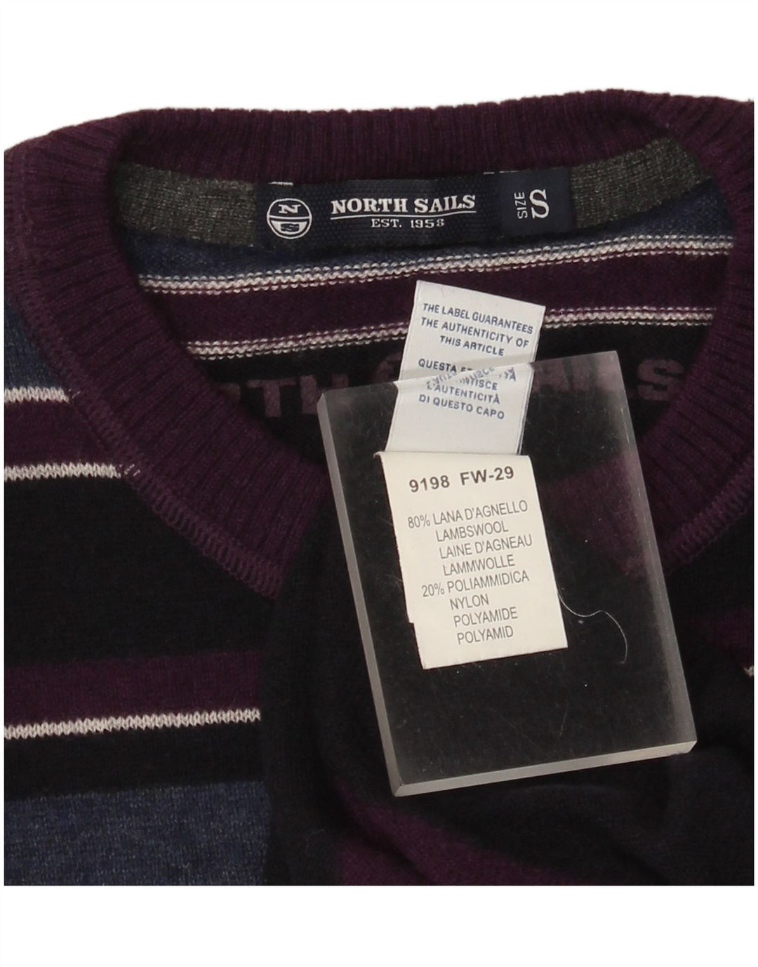 Męski sweter z okrągłym dekoltem North Sails, wełniany w małe wielokolorowe paski