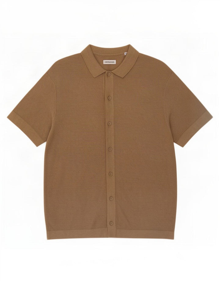 Koszula męska z krótkim rękawem Jack & Jones, średnio beżowa, bawełniana