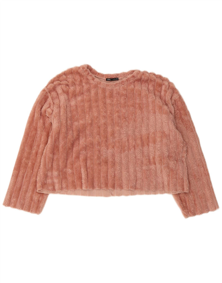 Damski sweter typu Crop Oversize Zara UK 16, duży, różowy poliester