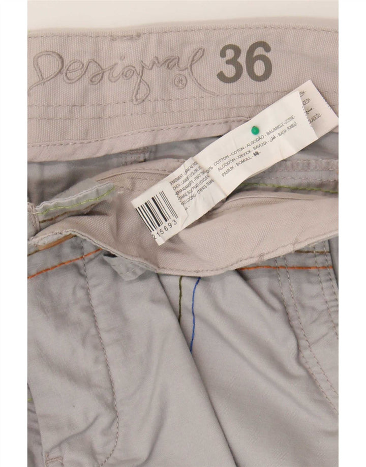 Męskie szorty cargo Desigual W36, duże, szare, bawełniane w kratę