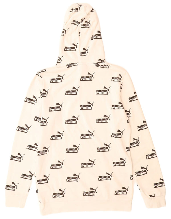 Męski sweter z kapturem Puma z grafiką, mały, biały, bawełniany