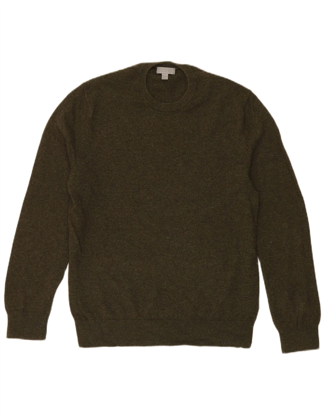 Cos Męski sweter z okrągłym dekoltem, średnia wełna khaki