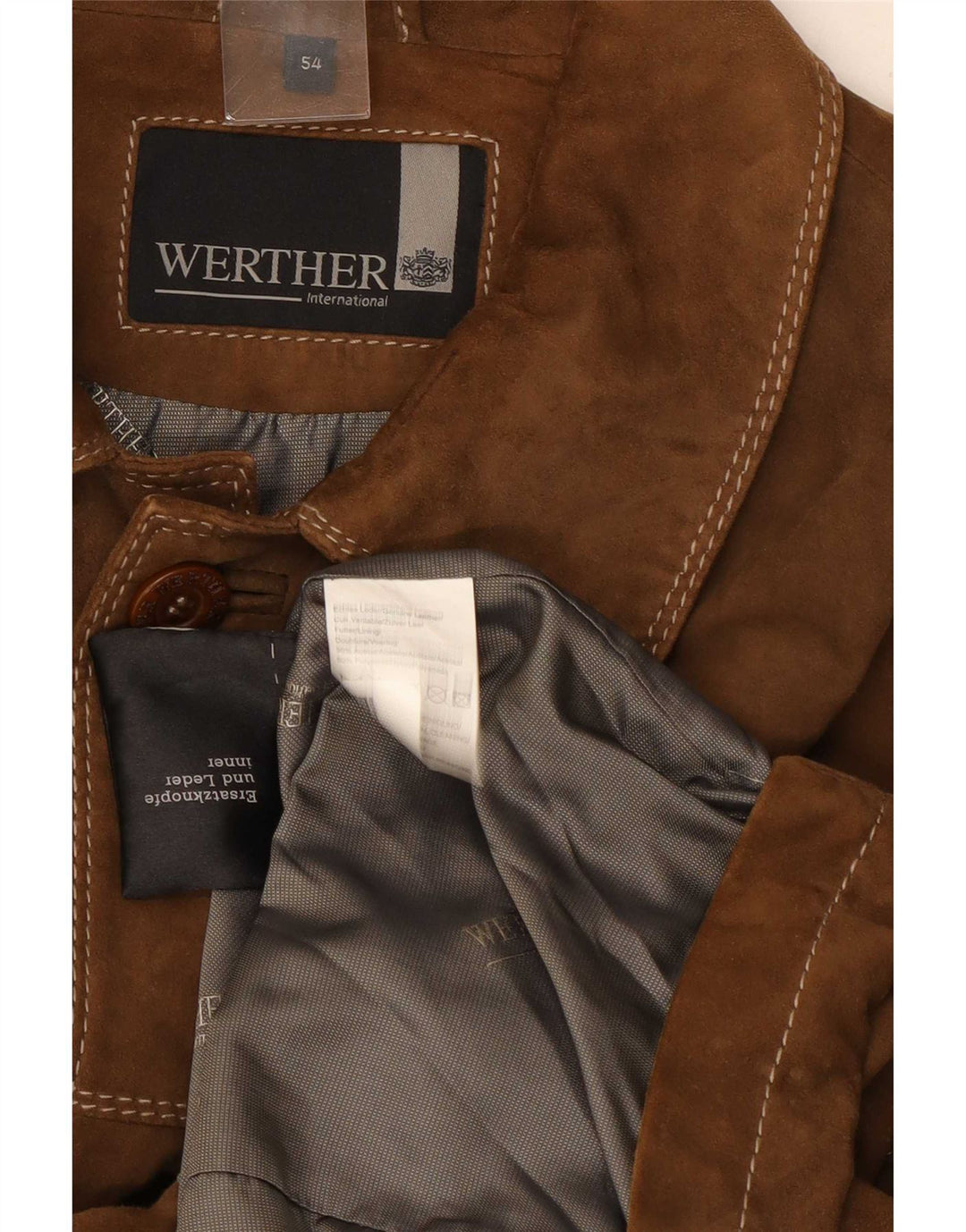 Werther Męska zamszowa kurtka IT 54 2XL Brązowa skóra