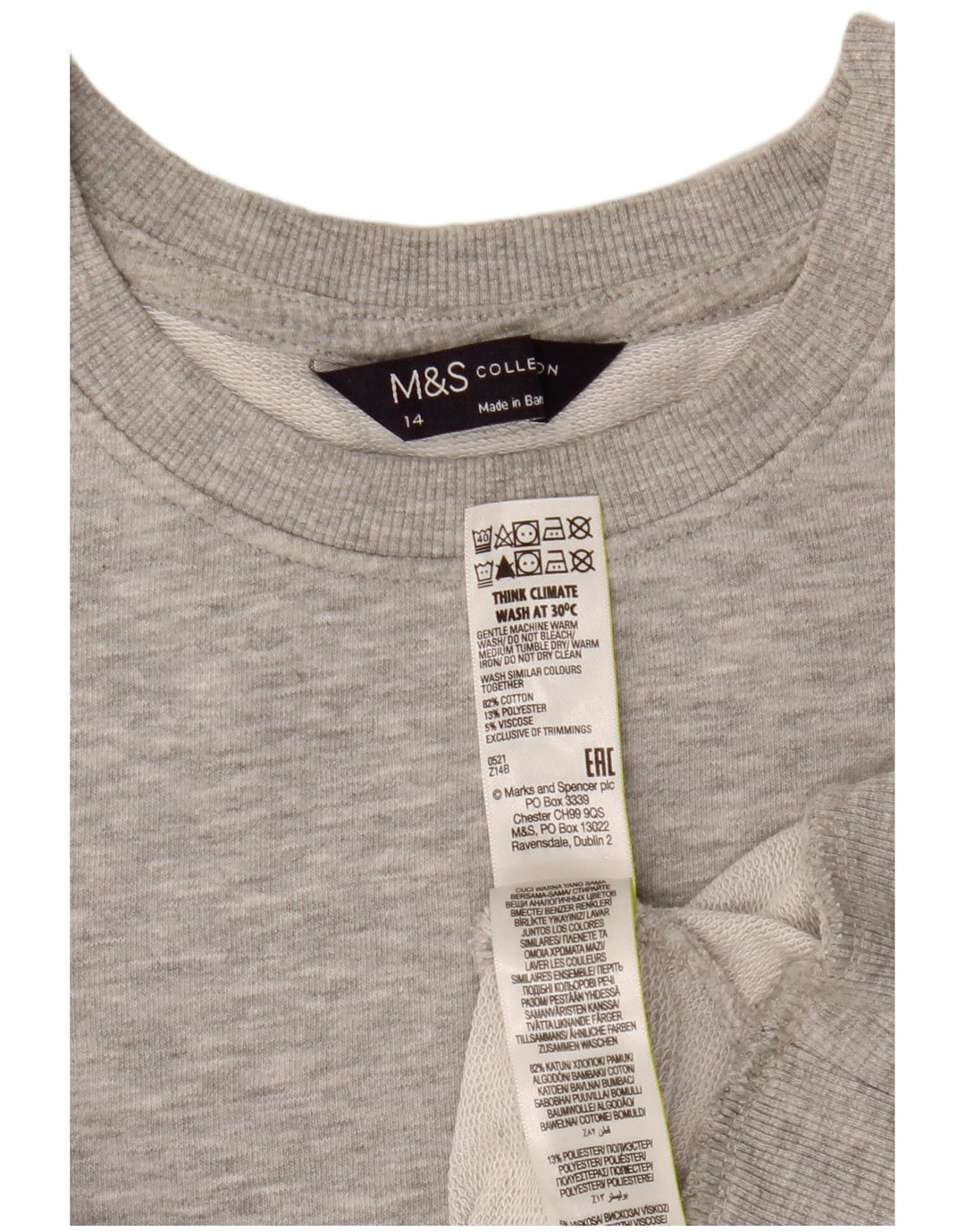 Marks & Spencer Damska bluza typu Crop Sweatshirt UK 14, duża, szara, nakrapiana