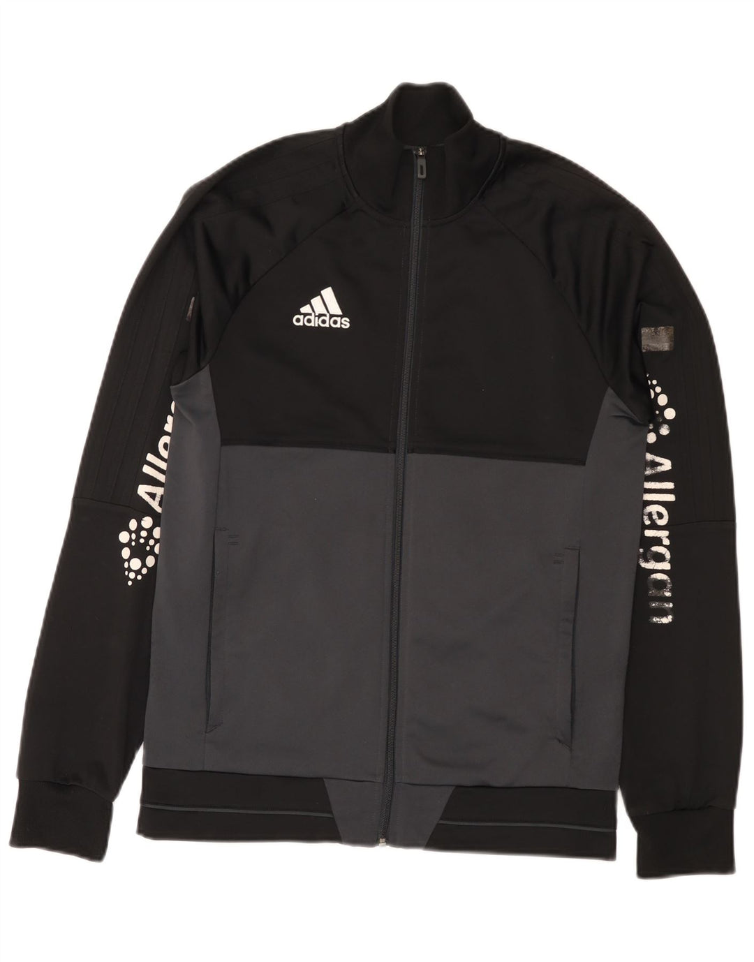 Adidas Męska bluza dresowa z grafiką, mała, czarna, poliestrowa z blokami kolorów