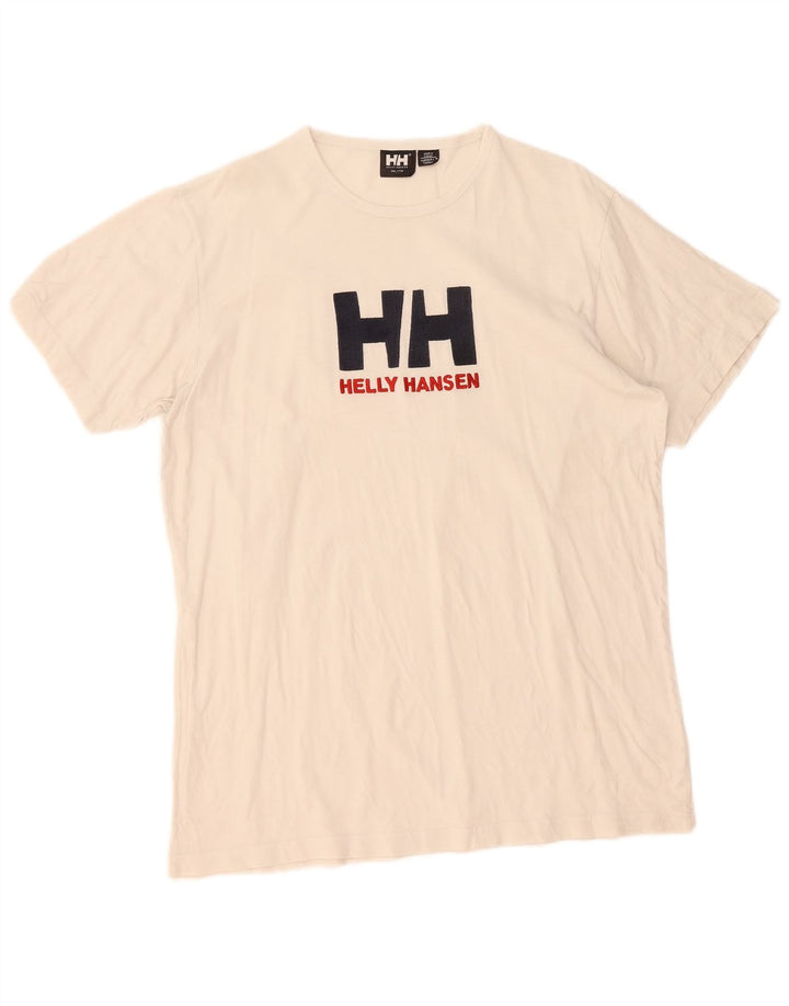 Damska koszulka z grafiką Helly Hansen, 2XL, biała bawełna