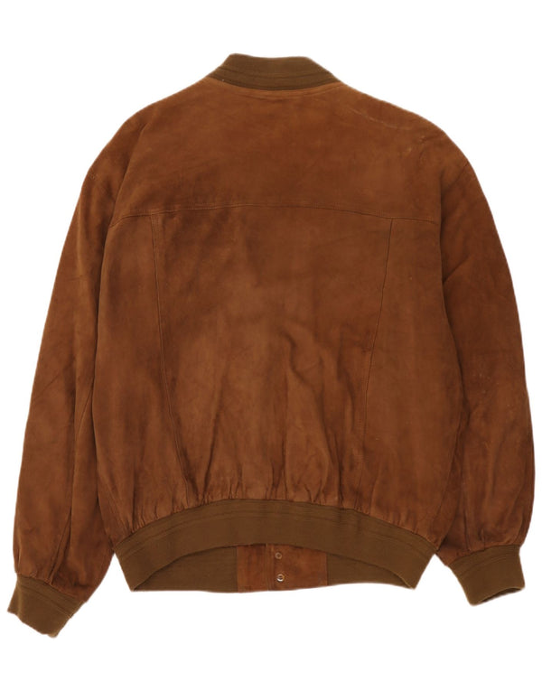 Vintage męska zamszowa kurtka bomber IT 54 2XL brązowa skóra