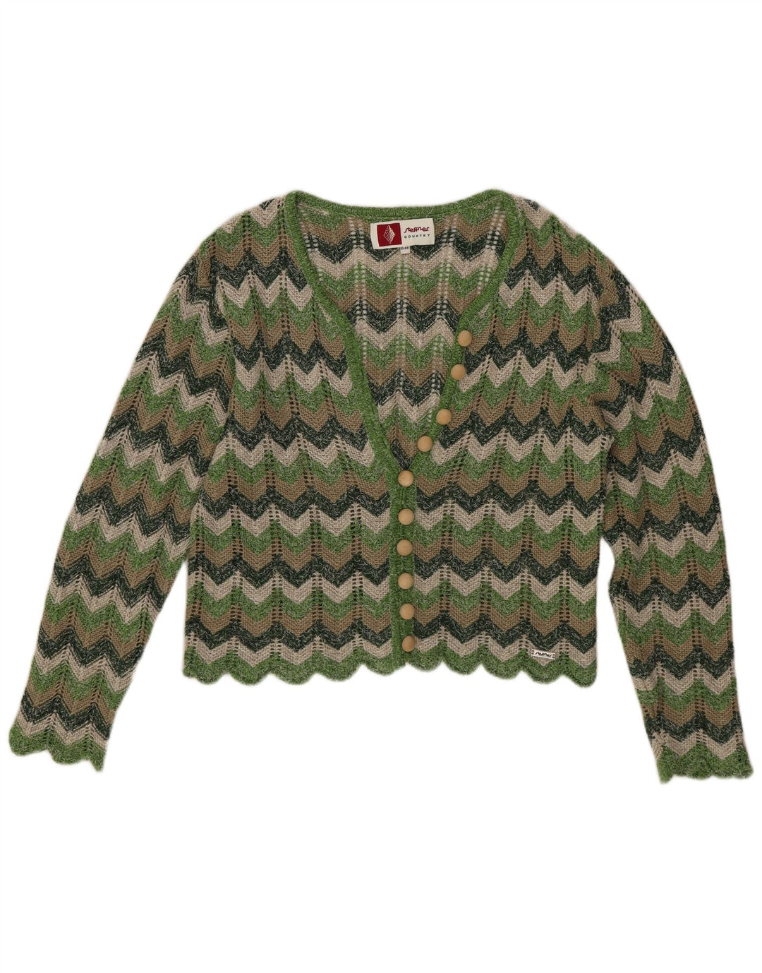 Damski sweter Steffner Crop Cardigan EU 40 Średni zielony Chevron