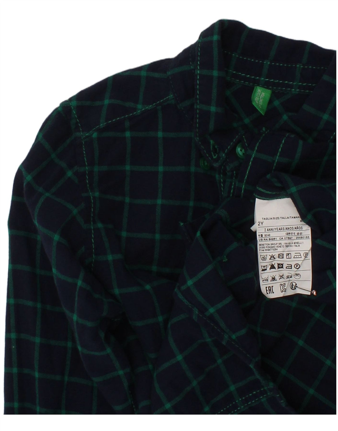 BENETTON Koszula flanelowa chłopięca 18-24 miesięcy, bawełniana, granatowa w kratkę