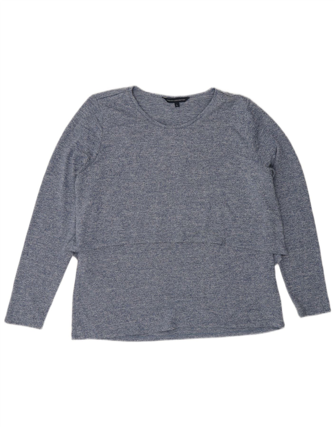 Top damski French Connection z długim rękawem UK 16, duży, niebieski, nakrapiany poliester