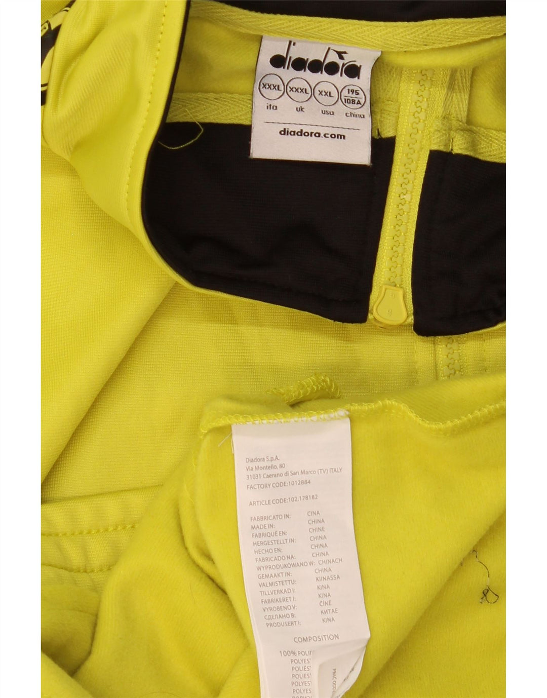 Męska kurtka dresowa DIADORA z grafiką, 3XL, żółty poliester z blokami kolorów
