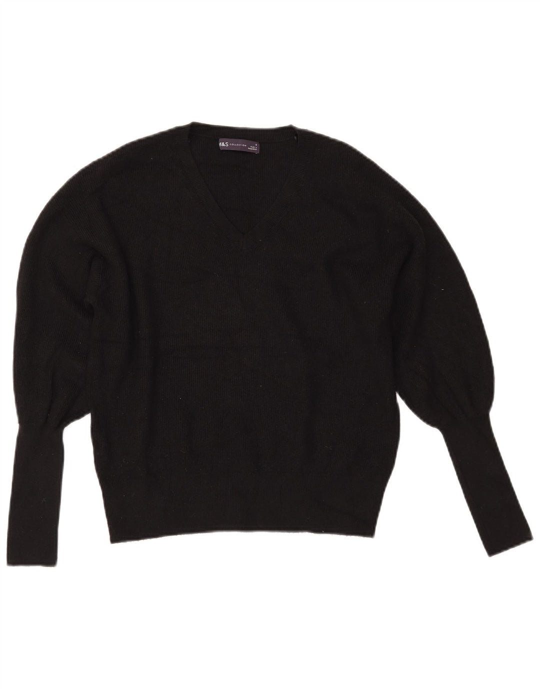 MARKS & SPENCER Damski sweter z dekoltem w kształcie litery V, UK 10, mały, czarny