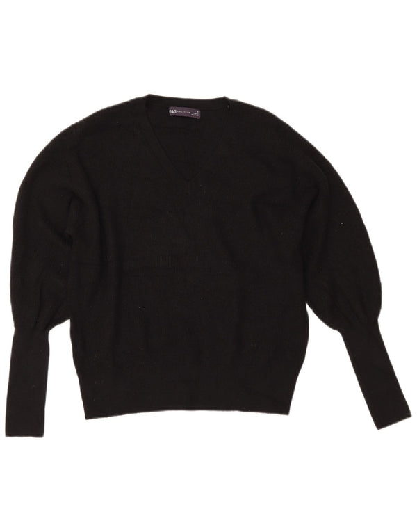 MARKS & SPENCER Damski sweter z dekoltem w kształcie litery V, UK 10, mały, czarny
