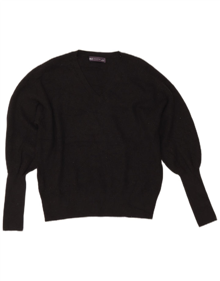 MARKS & SPENCER Damski sweter z dekoltem w kształcie litery V, UK 10, mały, czarny