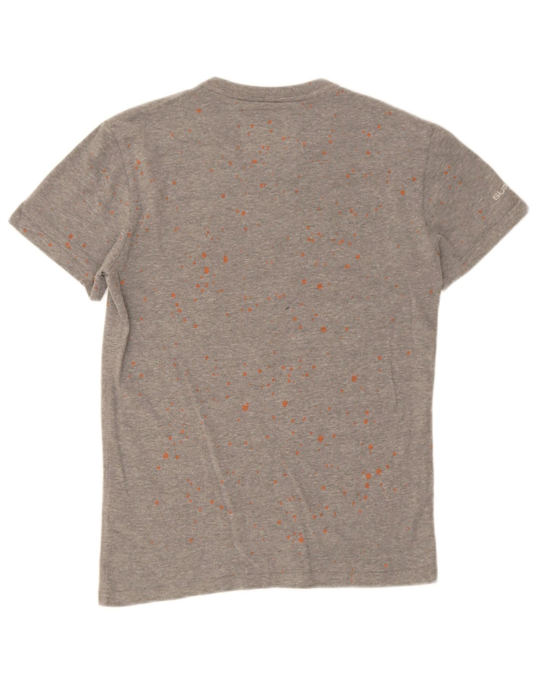 Męski T-shirt z grafiką Superdry, mały, szary, bawełniany w cętki
