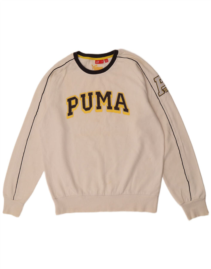 Męska bluza z grafiką Puma, duża, biała, bawełniana