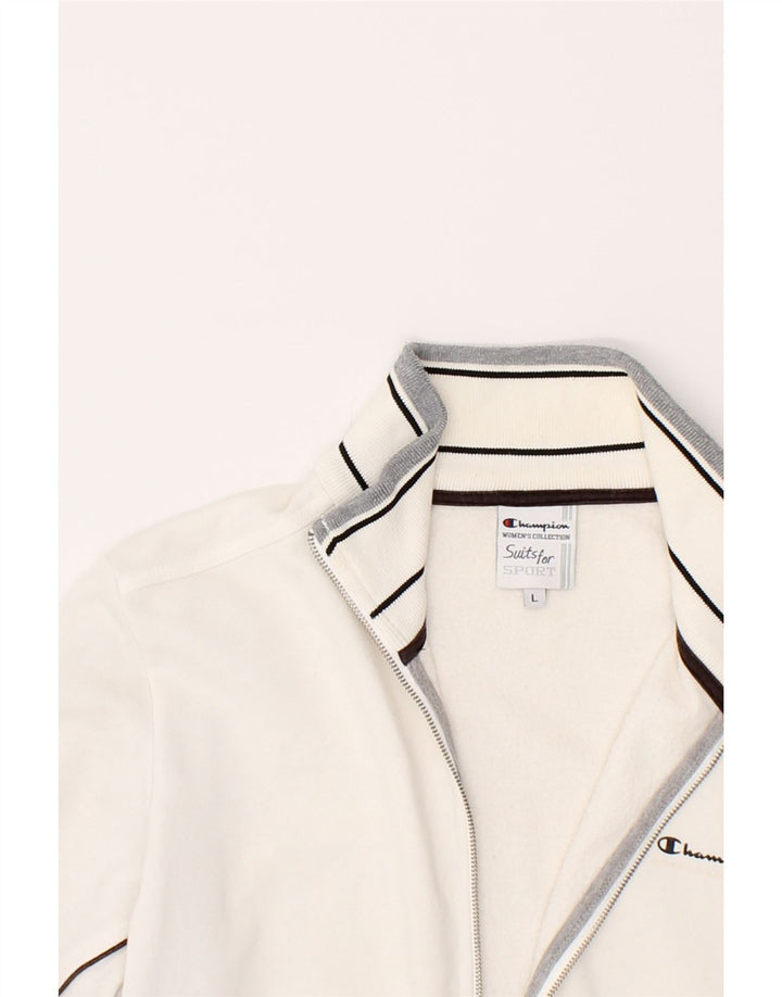 CHAMPION Womens Tracksuit Top Jacket UK 16 Large White Cotton Vintage Champion and Second-Hand Champion from Messina Hembry 