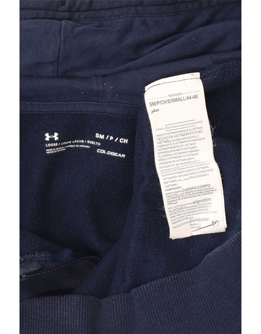 Męski sweter z kapturem i zamkiem Under Armour o regularnym kroju, średni granatowy, bawełniany