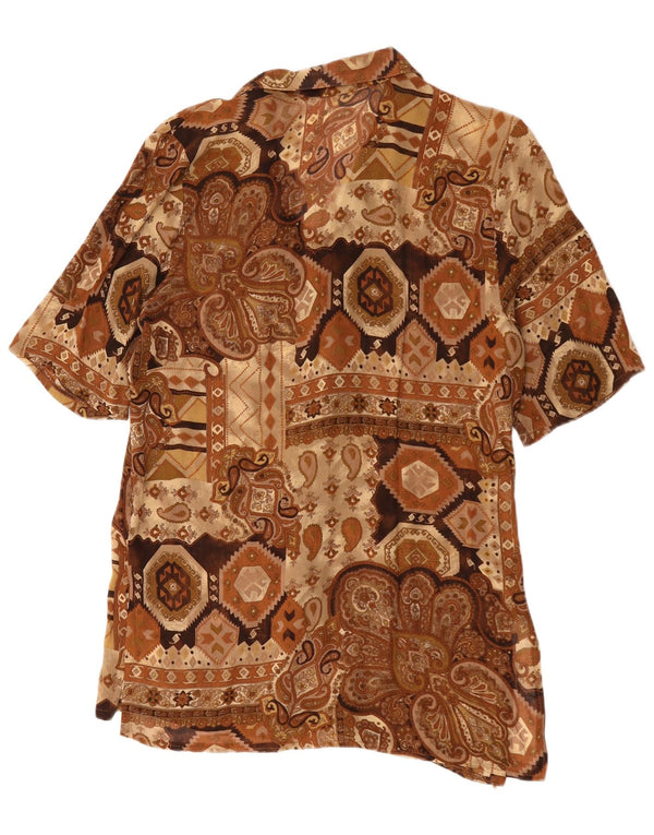 Bluzka damska z krótkim rękawem w stylu vintage, UK 16, duża, brązowa paisley