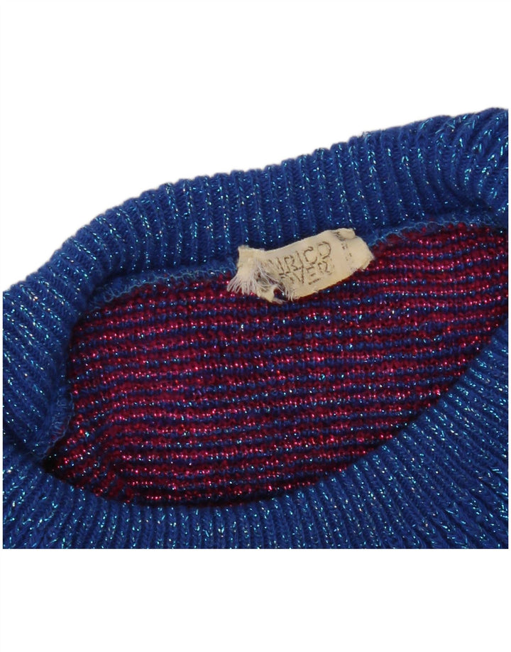 Sweter damski VINTAGE z wywijanym dekoltem UK 10, mały, wielokolorowy