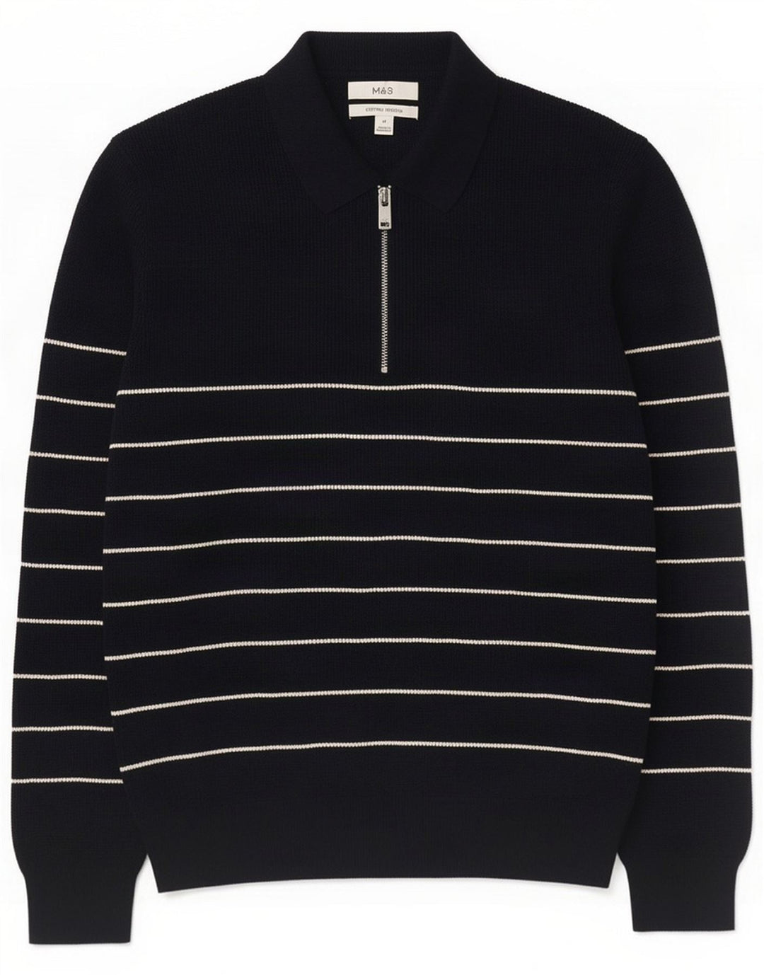 Męski sweter polo Marks & Spencer Średni granatowy w paski