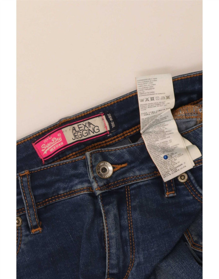 Damskie jeansy Superdry Alexia Jegging W26 L30 Niebieskie, bawełniane