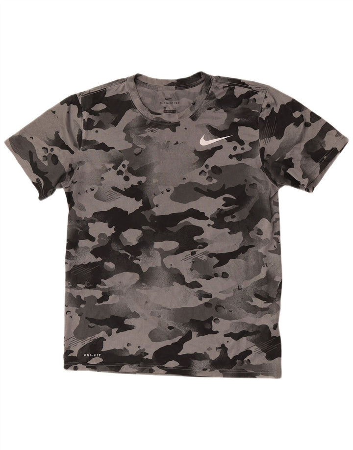 Męska koszulka Nike Dri Fit Top, średnioszary, kamuflażowy poliester
