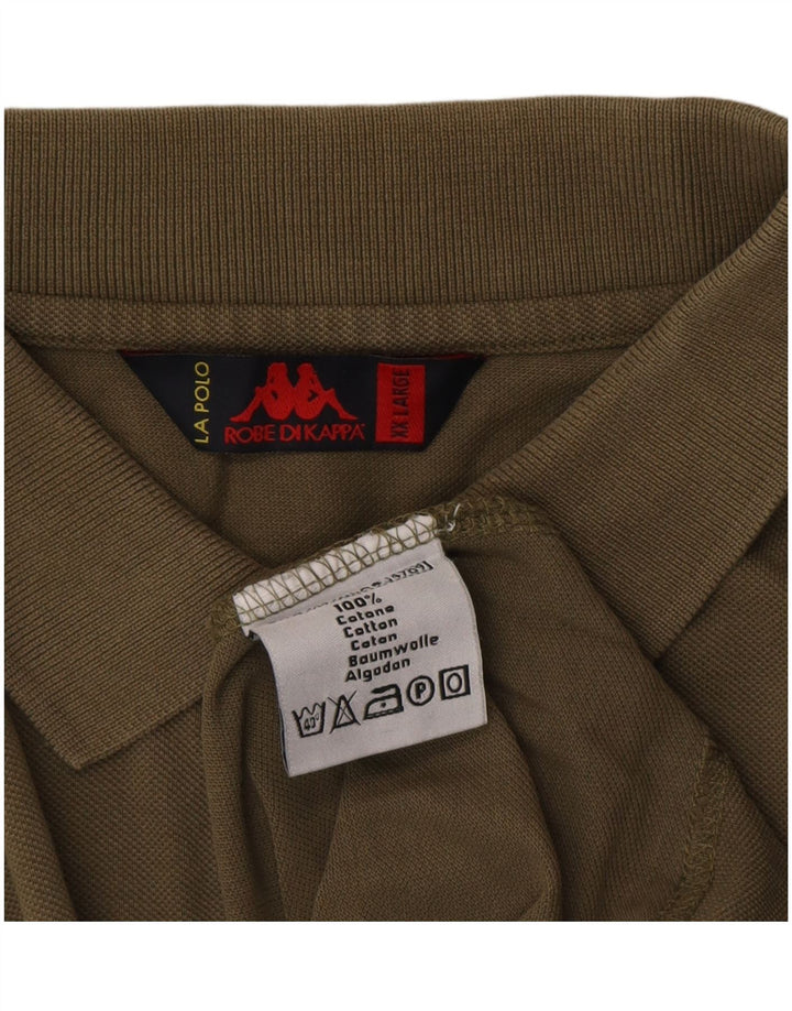 Męska koszulka polo Kappa z długim rękawem, bawełna khaki, 2XL