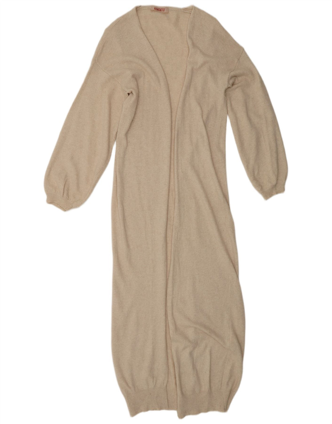 KONTATTO Damski sweter rozpinany o przedłużonym fasonie UK 14 Średni beżowy poliamid