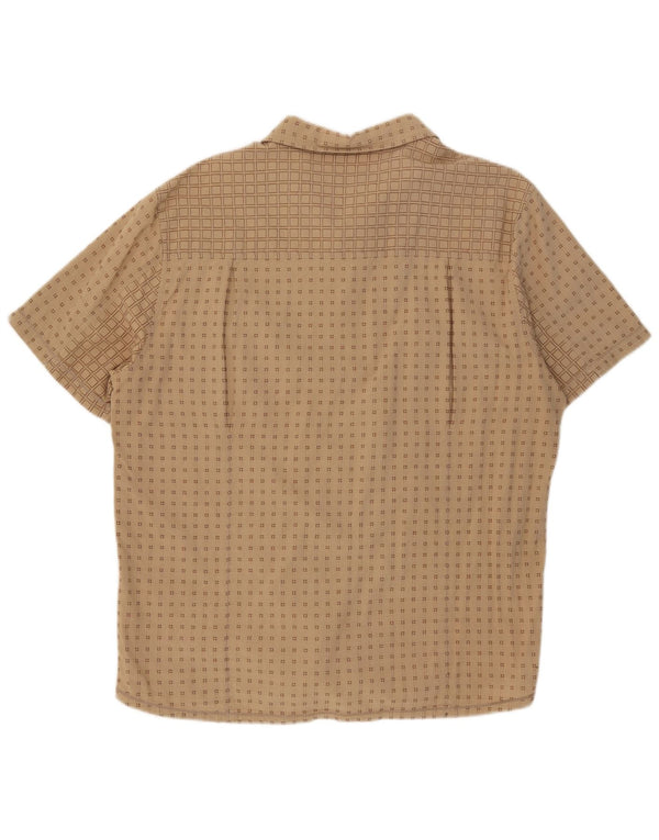 Koszula męska z krótkim rękawem Wrangler XL, beżowa, geometryczna, bawełniana