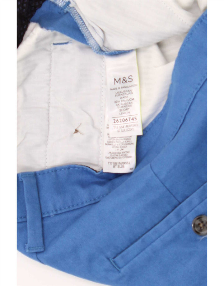 Marks & Spencer Męskie spodenki Chino W32 Średnioniebieskie, bawełniane