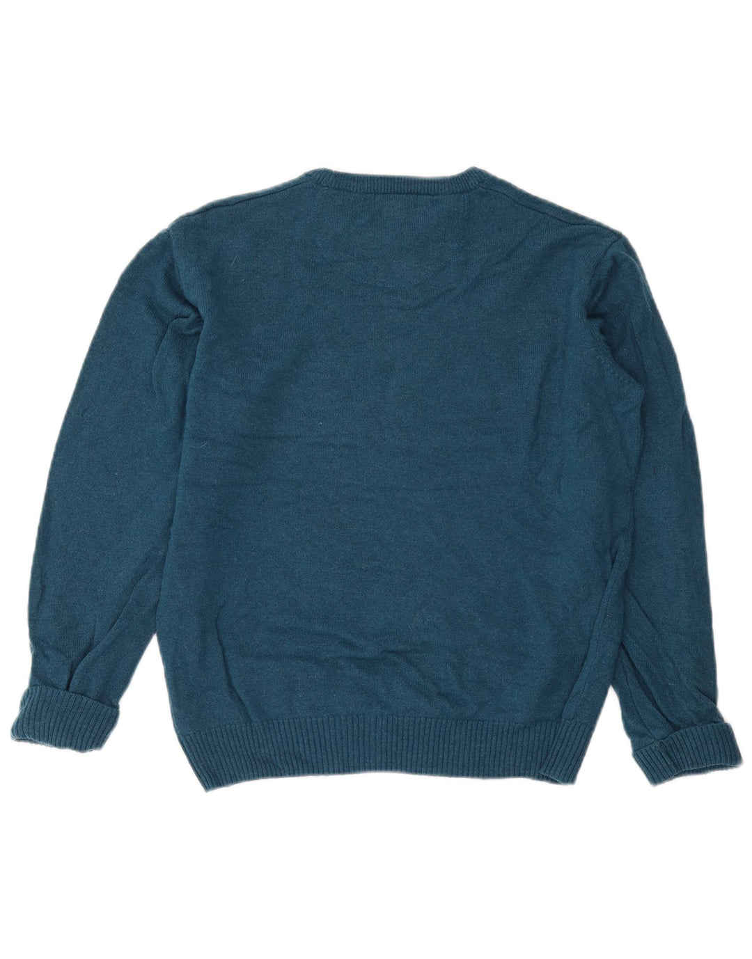 Męski sweter z okrągłym dekoltem John Lewis, mały, niebieski, wełniany merynos