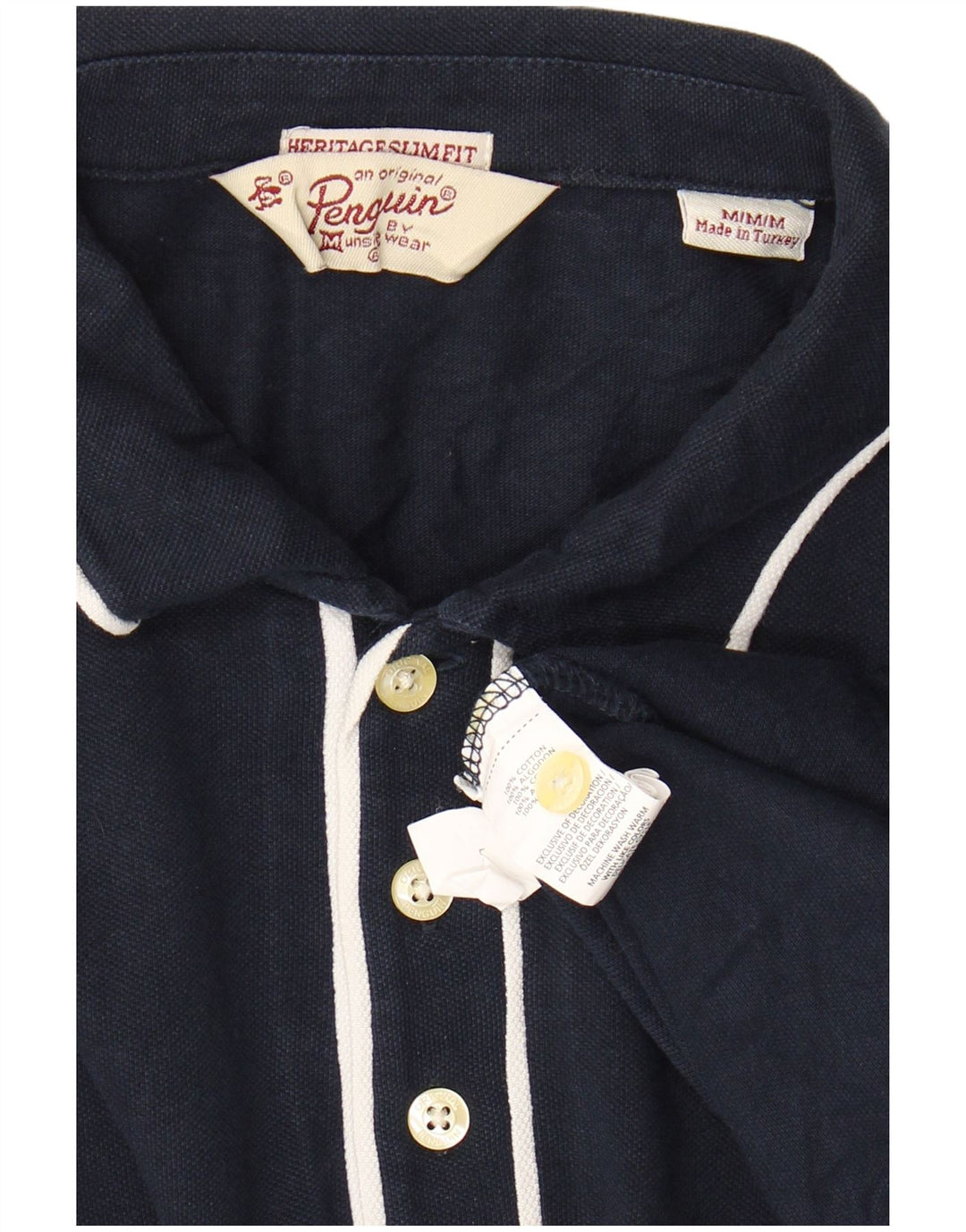 Męska koszulka polo typu slim fit z długim rękawem PENGUIN, średni kolor granatowy