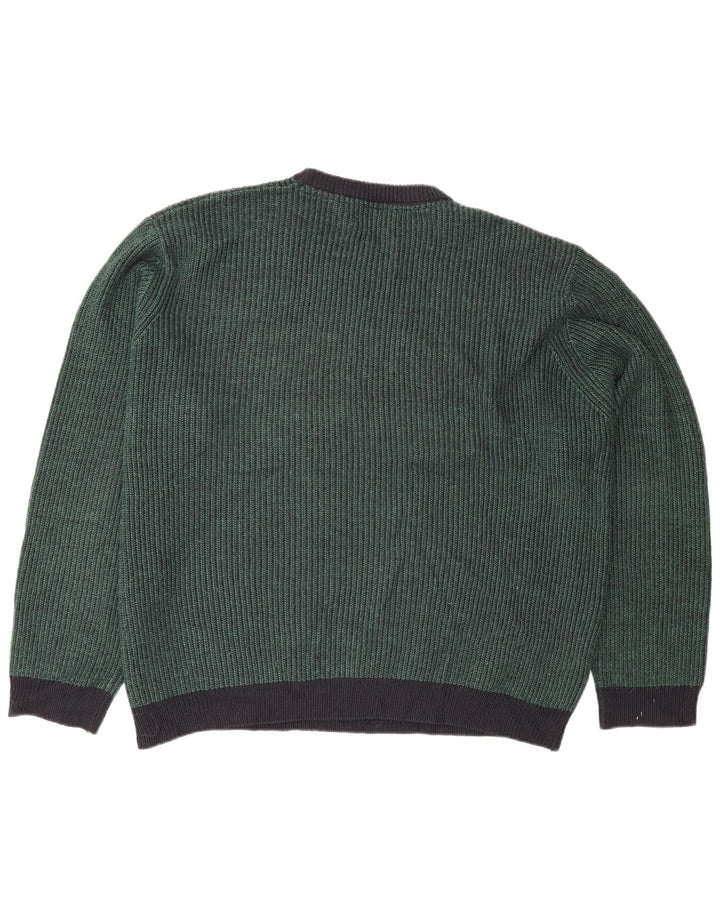 Marks & Spencer Męski sweter z okrągłym dekoltem 2XL Zielony akryl
