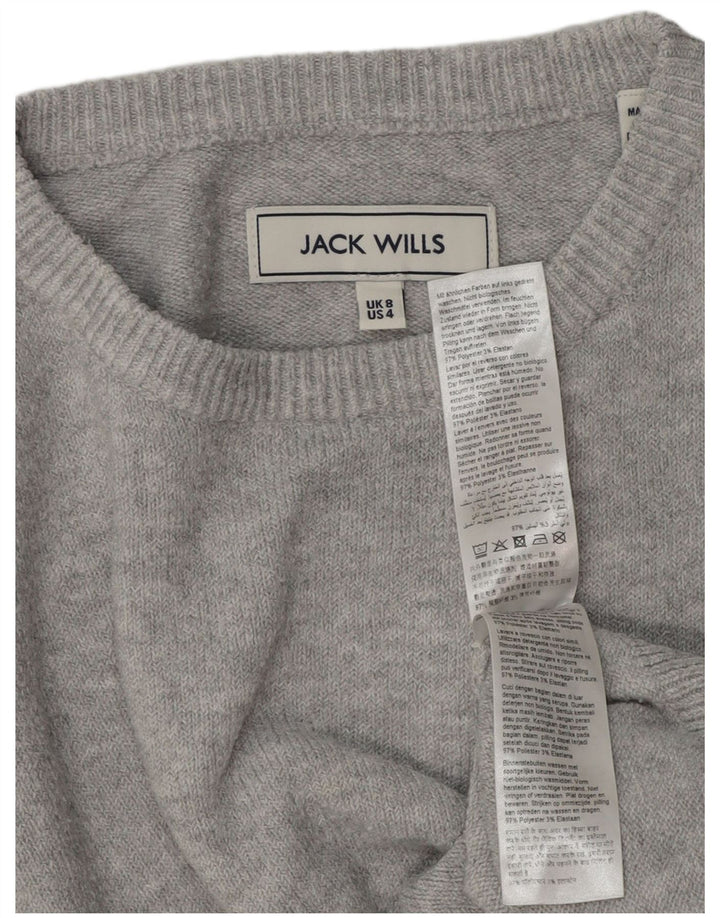 JACK WILLS Damski sweter oversize z okrągłym dekoltem, UK 8, mały, szary