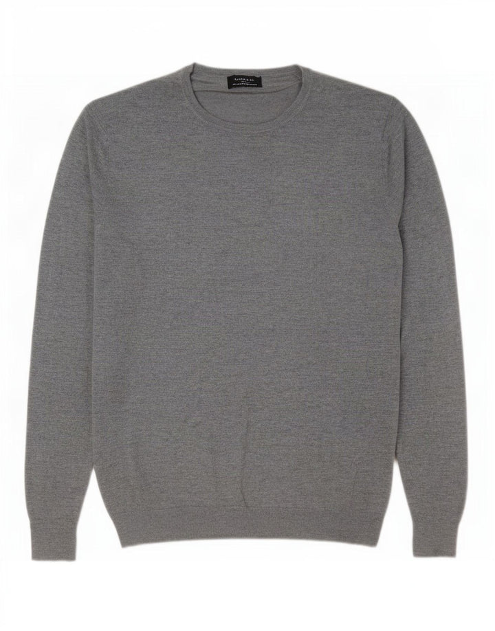 Męski sweter z okrągłym dekoltem Zara, duży, szary