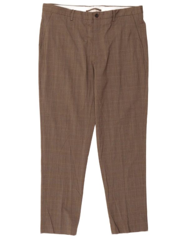 Męskie zwężane spodnie chino Zara EU 46 XL W36 L30 Brązowa kratka poliester