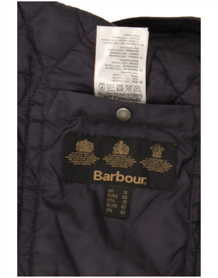 Damska pikowana kurtka BARBOUR UK 14, duża, granatowa, poliamid