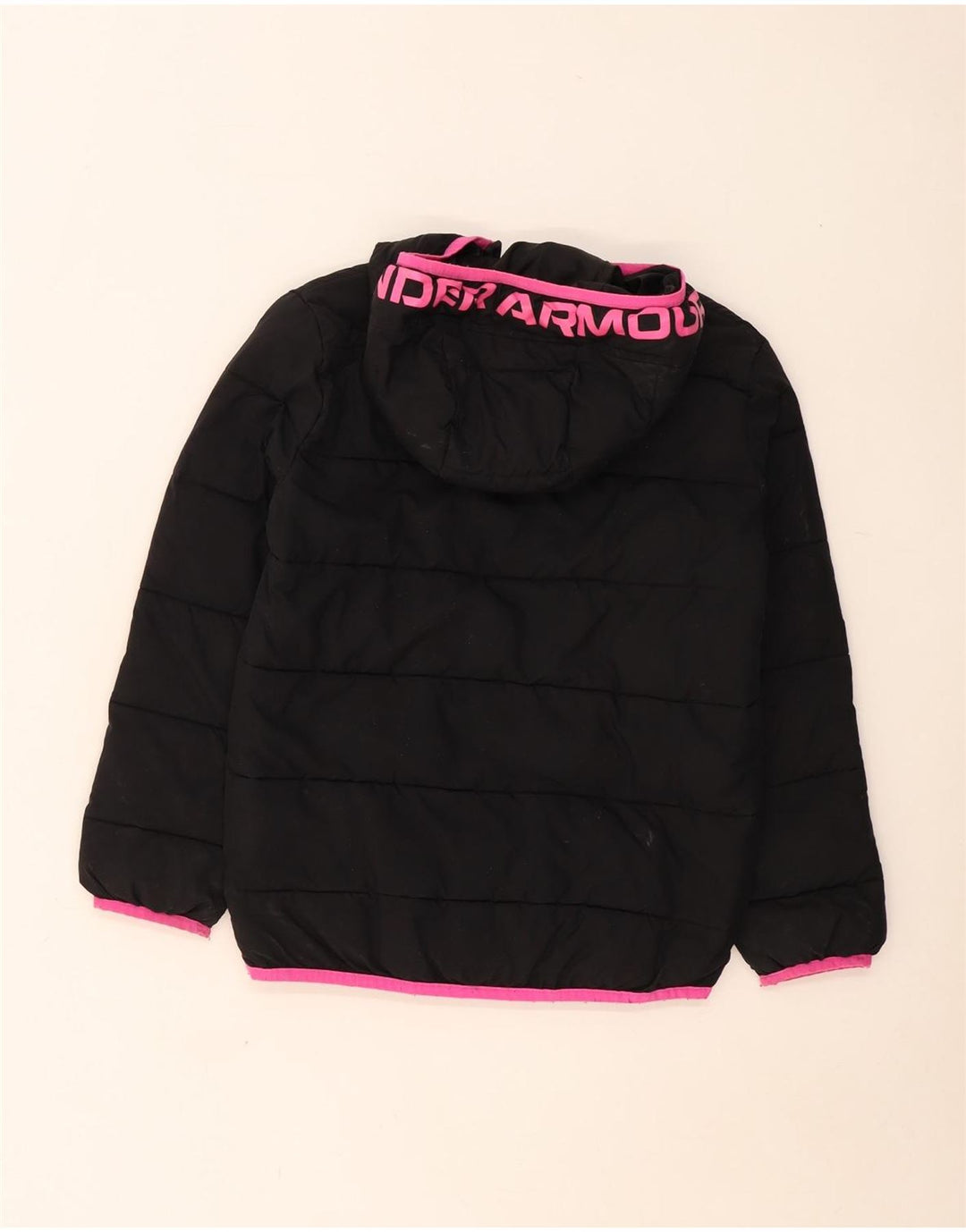 Dziewczęca ocieplana kurtka z kapturem Under Armour z graficznym nadrukiem na 10-11 lat, czarna, poliestrowa