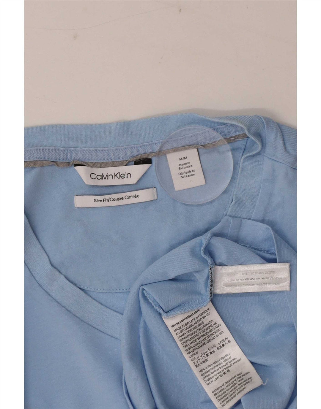 Męski T-shirt Calvin Klein Slim Fit, bawełniany kolor średni niebieski