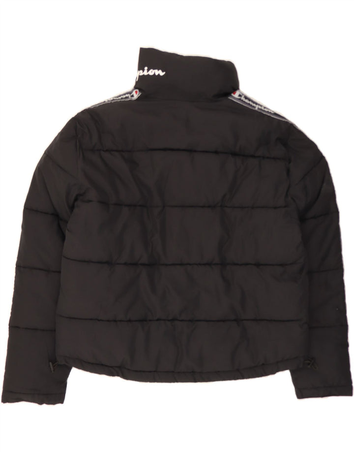 CHAMPION Womens Graphic Padded Jacket UK 16 Large Black Polyester Vintage Champion and Second-Hand Champion from Messina Hembry 